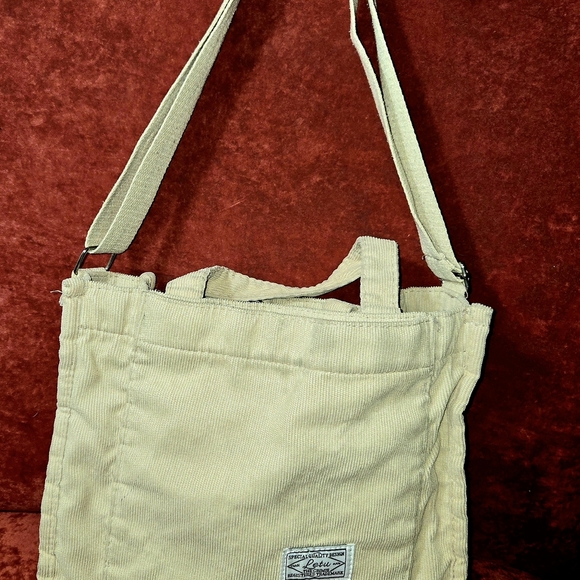 Corduroy Canvas Crossbody/Shoulder/Hand Bag by Letu Multi-Use Unisex Khaki - Picture 4 of 12